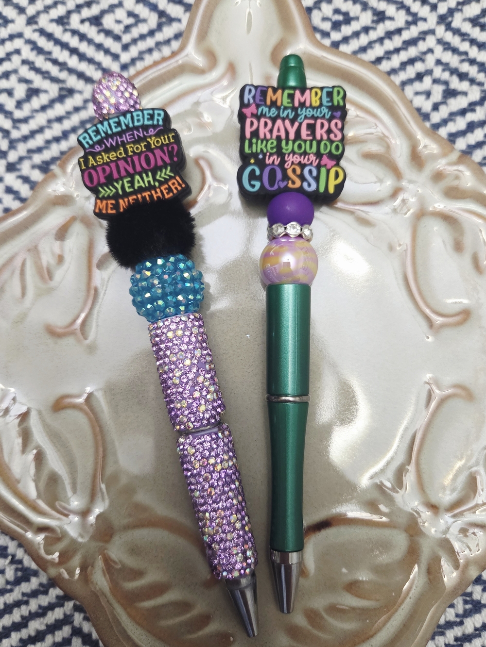 Decorative Women’s Ballpoint Pen - Purple and Green